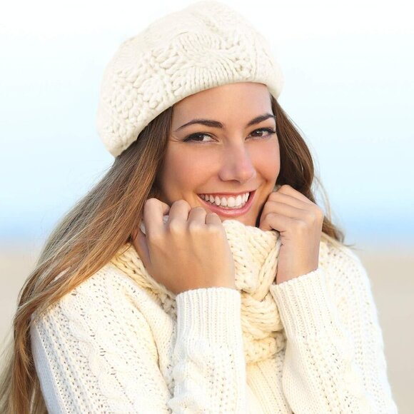 2 Pcs Women Crochet Beret Solid Color Knit Beanie Hats Lightweight Ladies Slouch - Picture 7 of 7